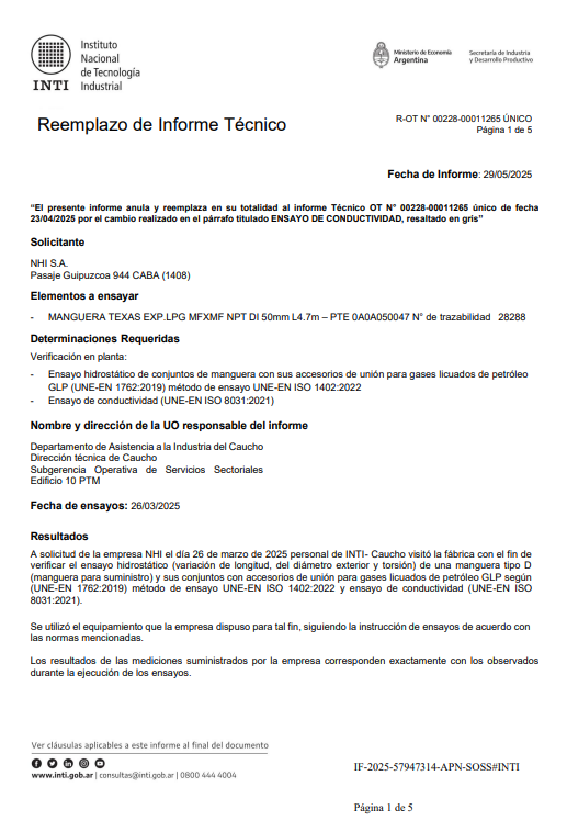11265 NHI - CERTIFICADO LPG HOSE 25 BAR BS1762 - INTI