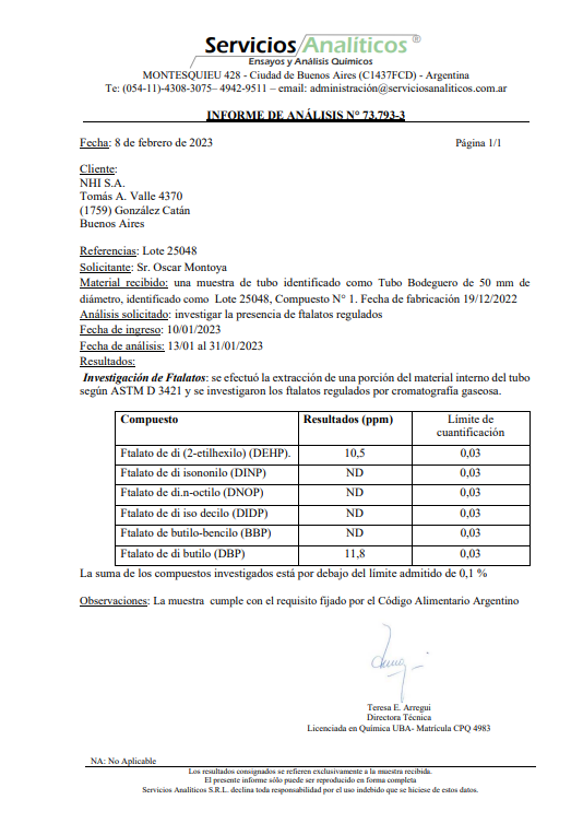 73793-3 - NHI - Tubo bodeguero 50 mm -Ftalatos