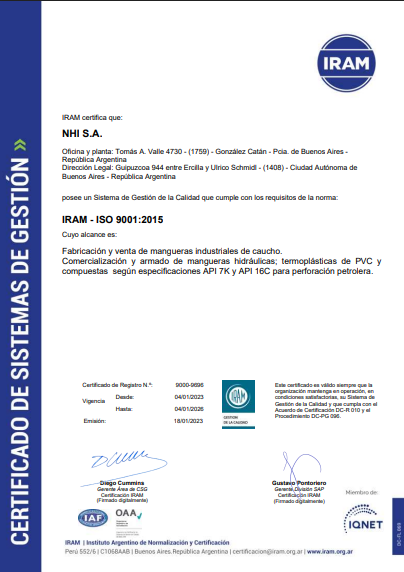CERTIFICADO NHI S.A. - ISO 9000 IRAM 2023-2026